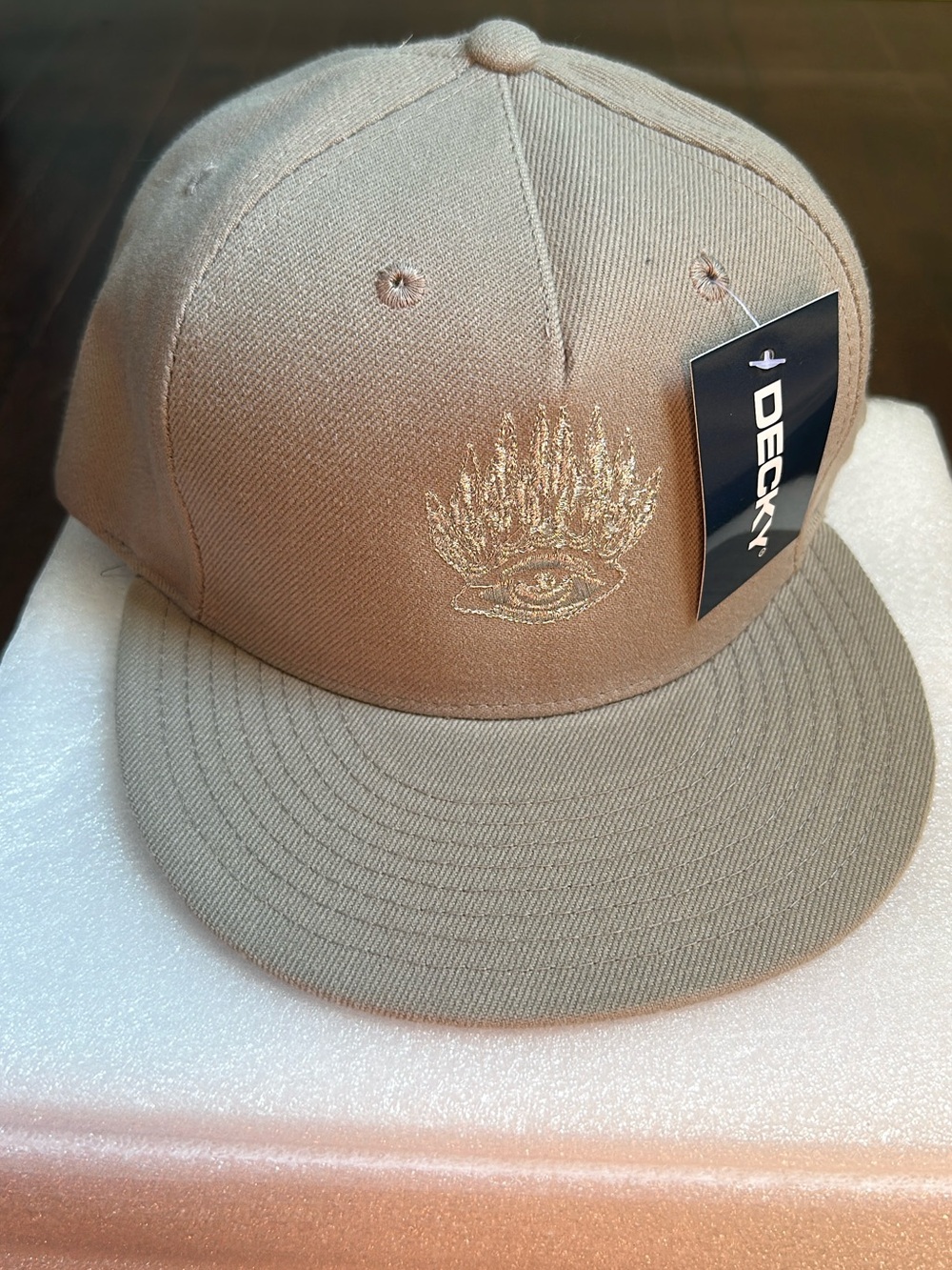 Taupe Embroidered Eye Snapback Hat